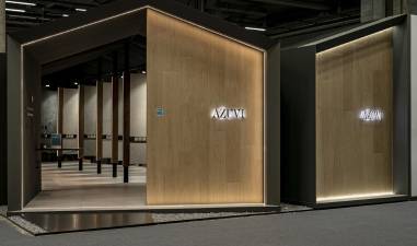 $!Detalle del estand de Azuvi Ceramics en Cersaie 2023.