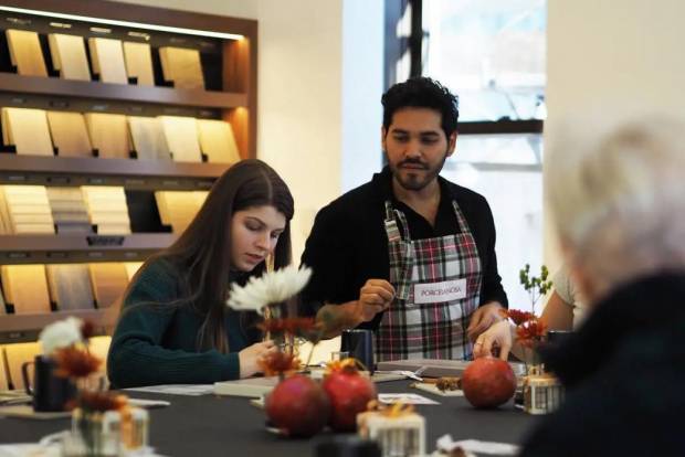 $!Uno de los talleres en la instalación efímera de Porcelanosa Grupo.